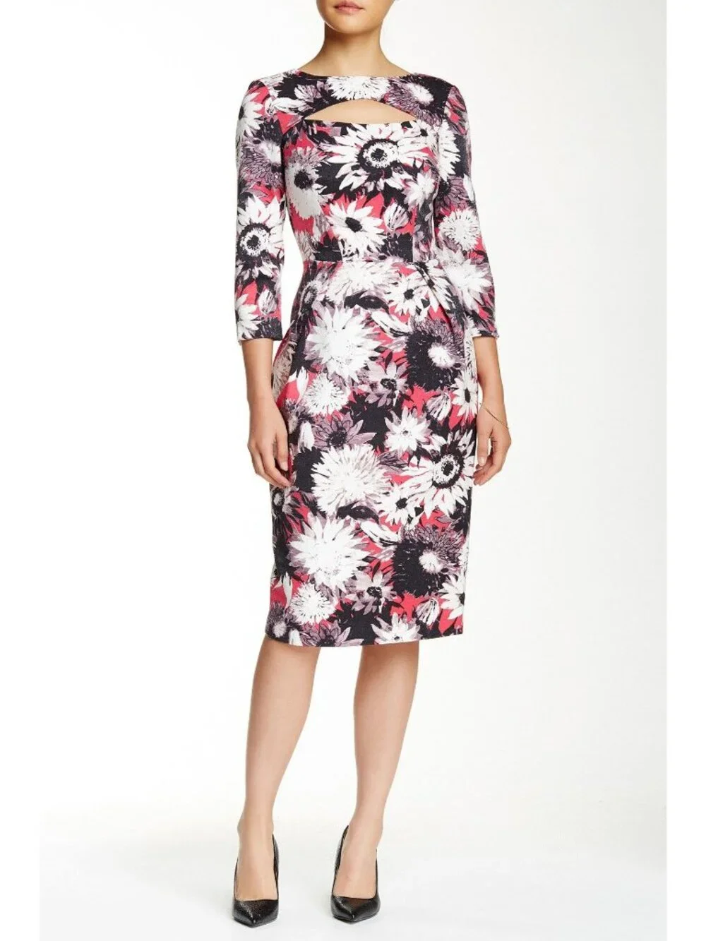 ๐ Debbie Shuchat Cutout Yoke Floral Print Dress 6-8 - Picture 1 of 8